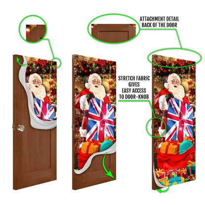 UK Christmas Santa Laughing Door Cover - Christmas Outdoor Decoration