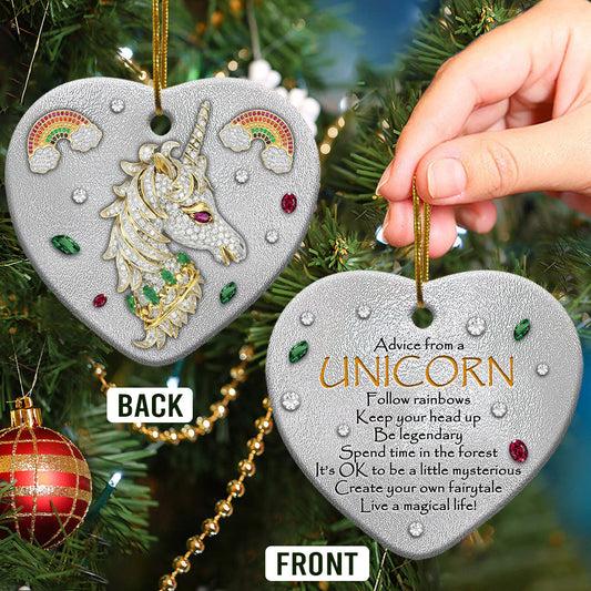 Unicorn Advice Heart Ornament - Christmas Ornament - Ciaocustom