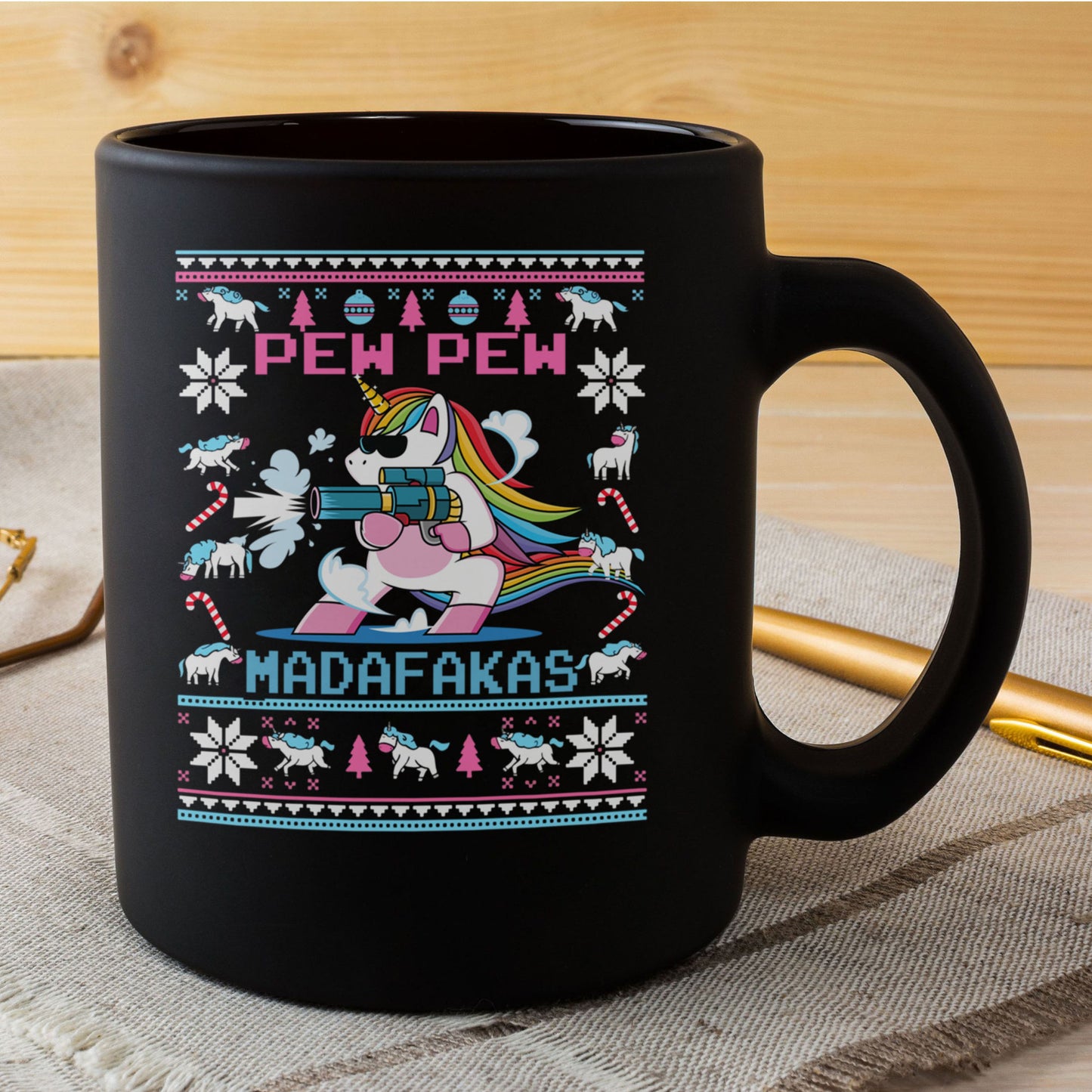 Unicorn Pew Pew Madafakas Christmas Mug