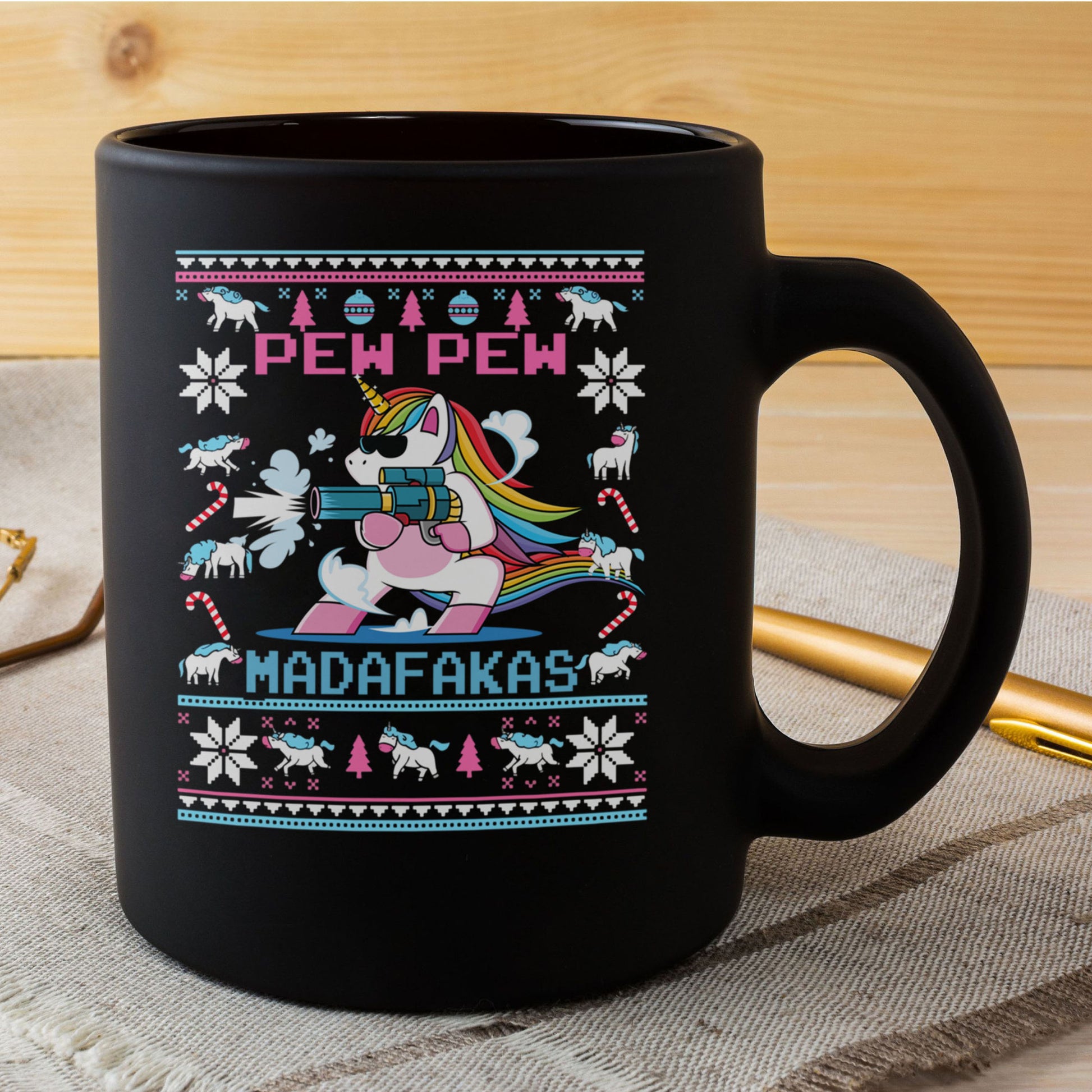 Unicorn Pew Pew Madafakas Christmas Mug