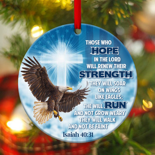 Unique Ceramic Circle Ornament - They Will Soar On Wings Like Eagles - Ornaments Hanging Gift