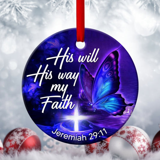 Unique Christian Ceramic Circle Ornament - Have Faith In God - Christmas Decor - Nativity Ornaments