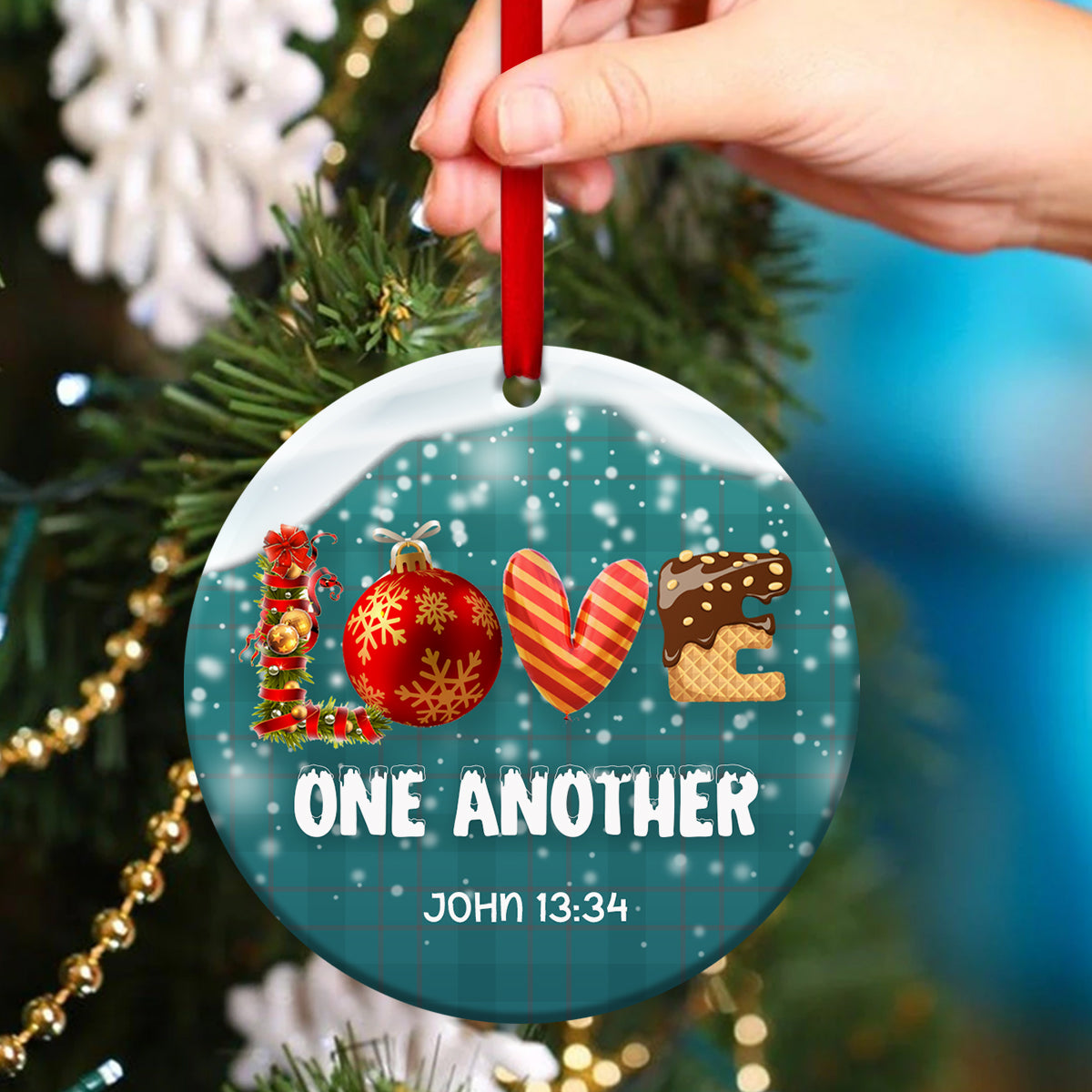 Unique Christmas Ceramic Circle Ornament - Love One Another Like Jesus Loves You - Ornaments Hanging Gift