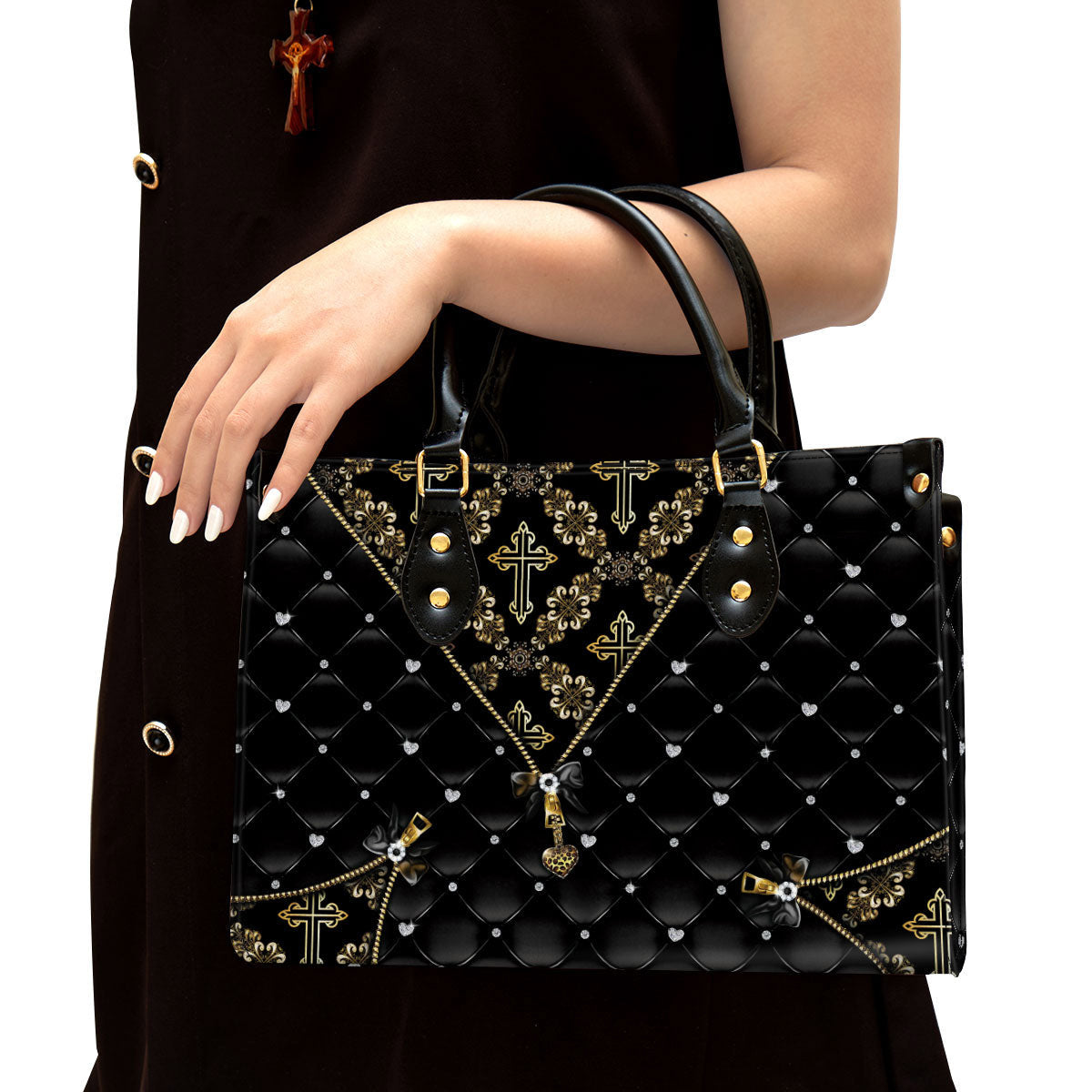 Unique Cross Leather Handbag - Religious Gifts For Women - Women Pu Leather Bag