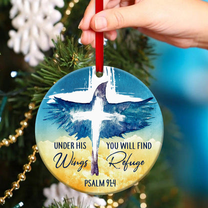 Unique Eagle Ceramic Circle Ornament - Under His Wings, You Will Find Refuge - Nativity Ornaments