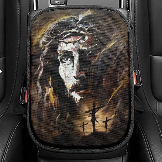Unique Jesus, Jesus On The Cross, The Life Of Jesus Car Center Console Cover, Christian Armrest Seat Cover, Bible Seat Box Cover