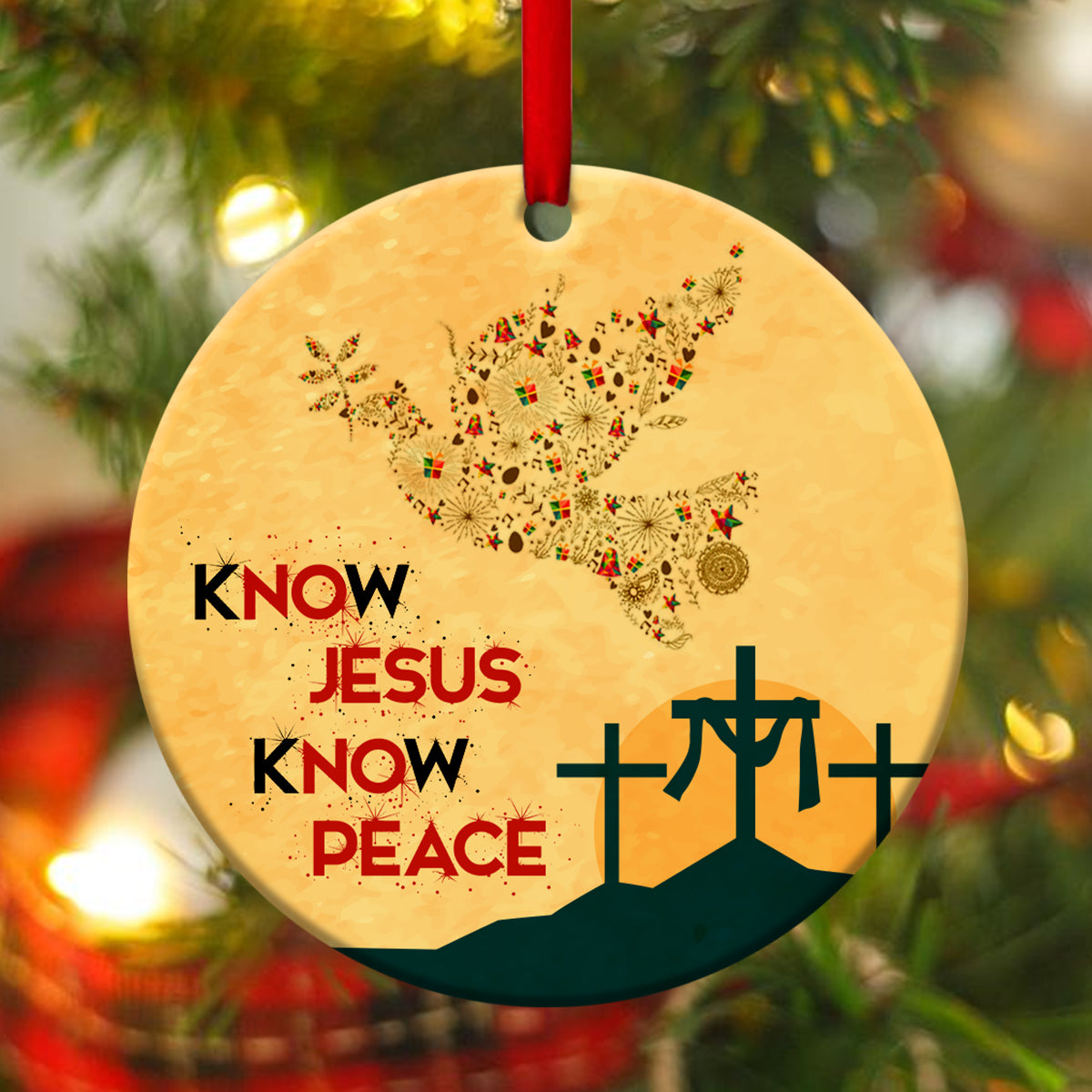 Unique Pigeon Ceramic Circle Ornament - God Brings You Peace - Christian Gift For Friends - Unique Gifts