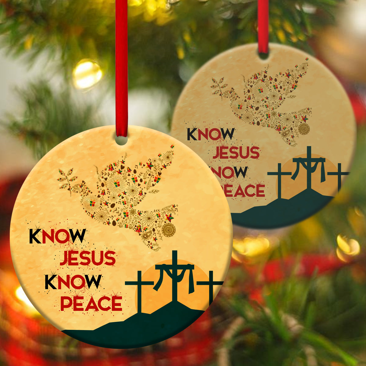 Unique Pigeon Ceramic Circle Ornament - God Brings You Peace - Christian Gift For Friends - Unique Gifts