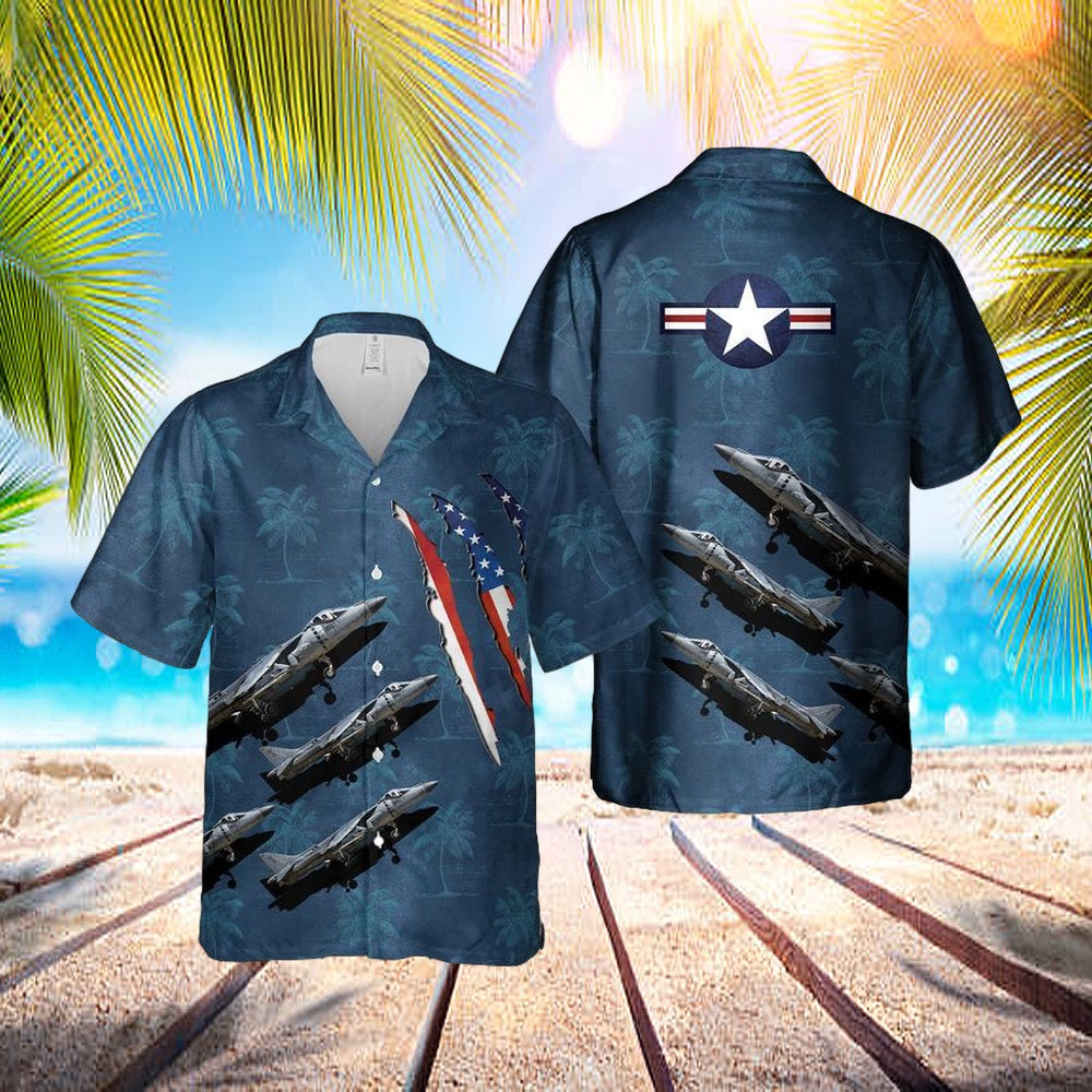 United States Marine Corps Boeing Av-8b(R) Harrier Ii+ Hawaiian Shirt - Beachwear For Men - Best Hawaiian Shirts