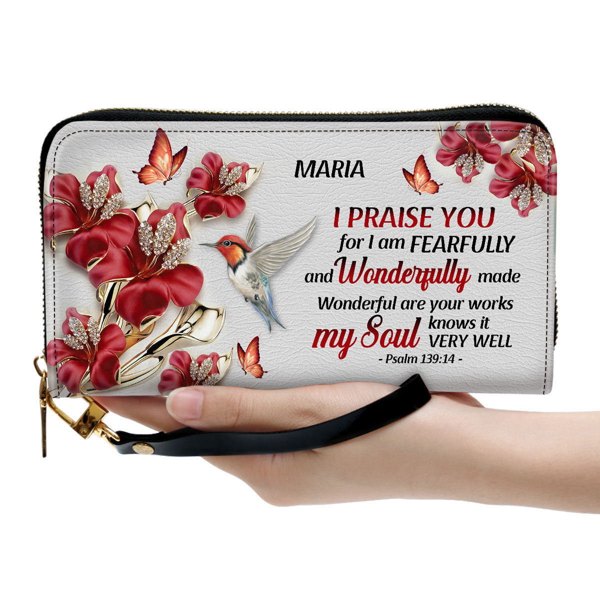 Unqiue Wonderful Are Your Works Clutch Purse For Women - Personalized Name - Christian Gifts For Women