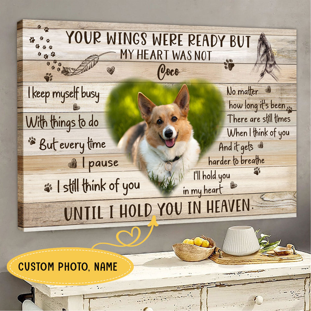 Until I Hold You In Heaven Personalized Pet Memorial Canvas Wall Art  - Pet Memorial Gifts