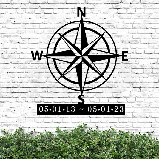 Personalized Nautical Compass Metal Wall Art - Custom Name Metal Compass Sign - Metal Wall Decor