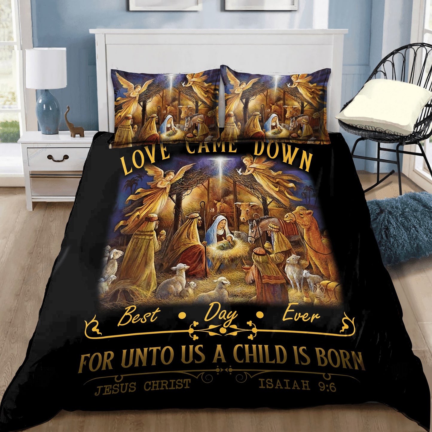 Unto A Child Is Born Jesus Best Gift Ever Jesus Bedding Set - Christian Bedding Sets