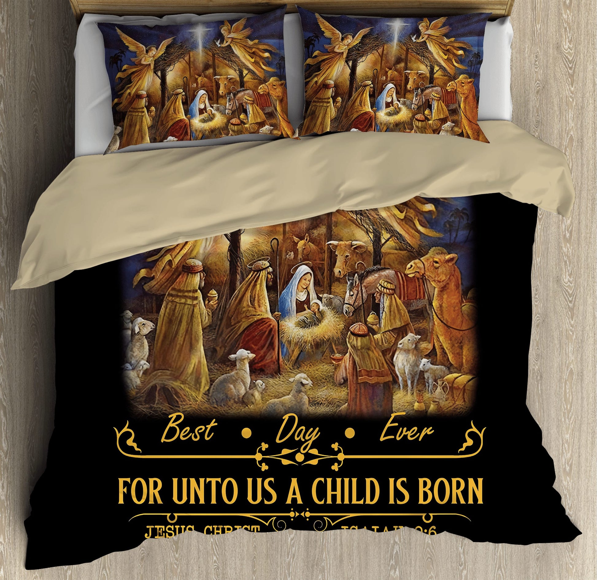 Unto A Child Is Born Jesus Best Gift Ever Jesus Bedding Set - Christian Bedding Sets