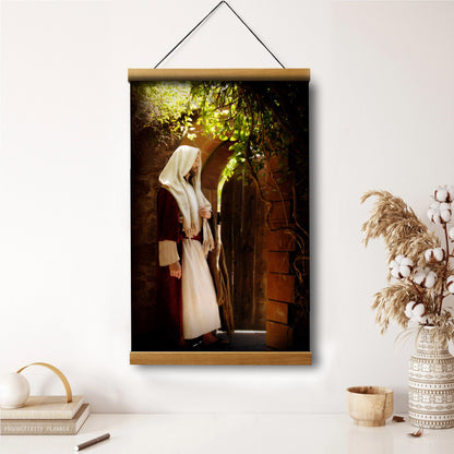 Unto Him That Knocketh Hanging Canvas Wall Art - Jesus Picture - Jesus Portrait Canvas - Religious Canvas