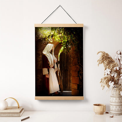 Unto Him That Knocketh Hanging Canvas Wall Art - Jesus Picture - Jesus Portrait Canvas - Religious Canvas