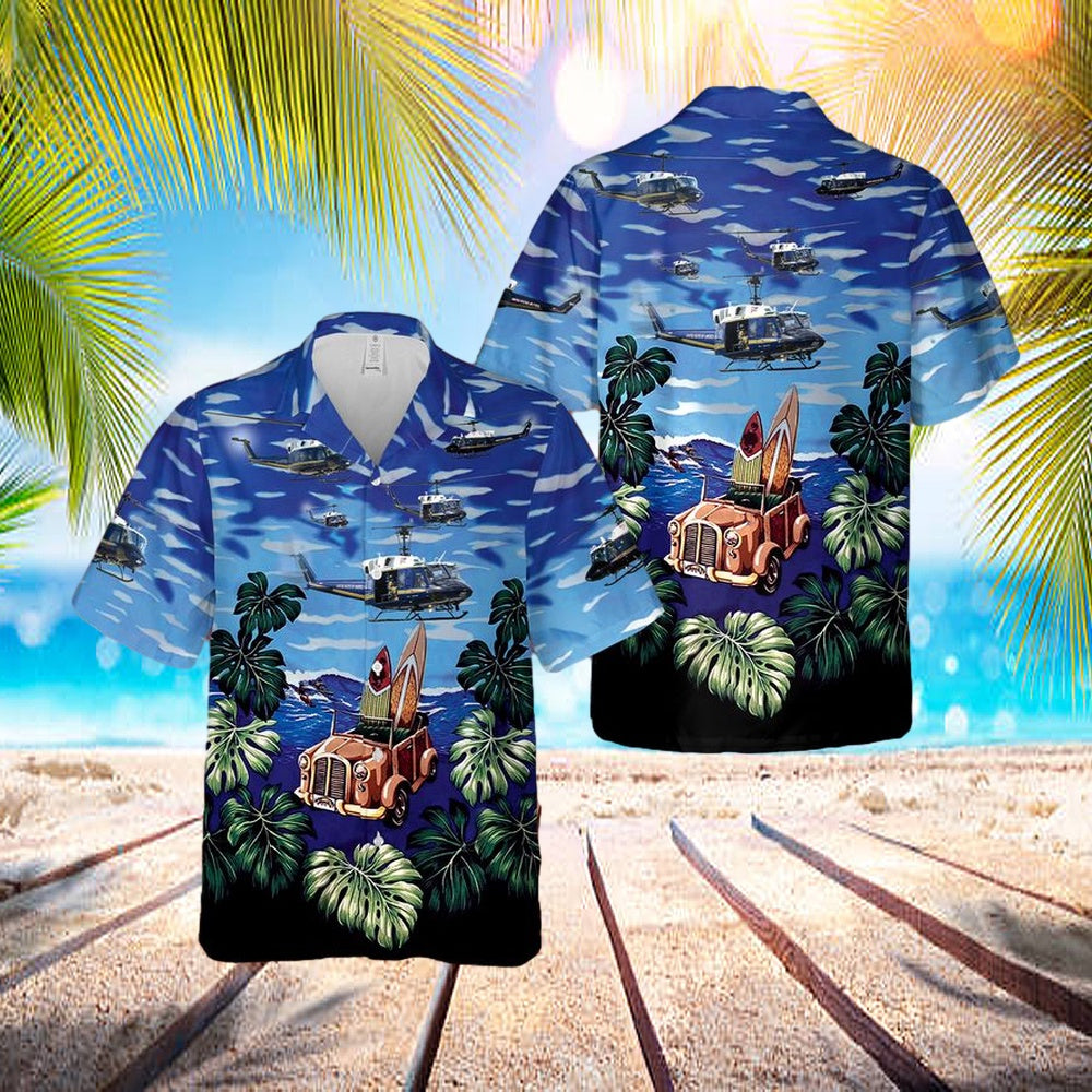 Us Air Force Bell Uh-1n Twin Huey 1st Helicopter Squadron Hawaiian Shirt - Beachwear For Men - Best Hawaiian Shirts