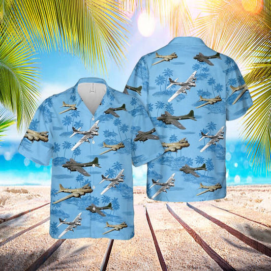 Us Air Force Boeing B-17 Flying Fortress In Ww2 Hawaiian Shirt - Beachwear For Men - Best Hawaiian Shirts