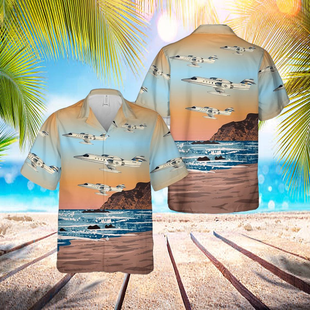 Us Air Force Bombardier Learjet 35 Hawaiian Shirt - Beachwear For Men - Best Hawaiian Shirts