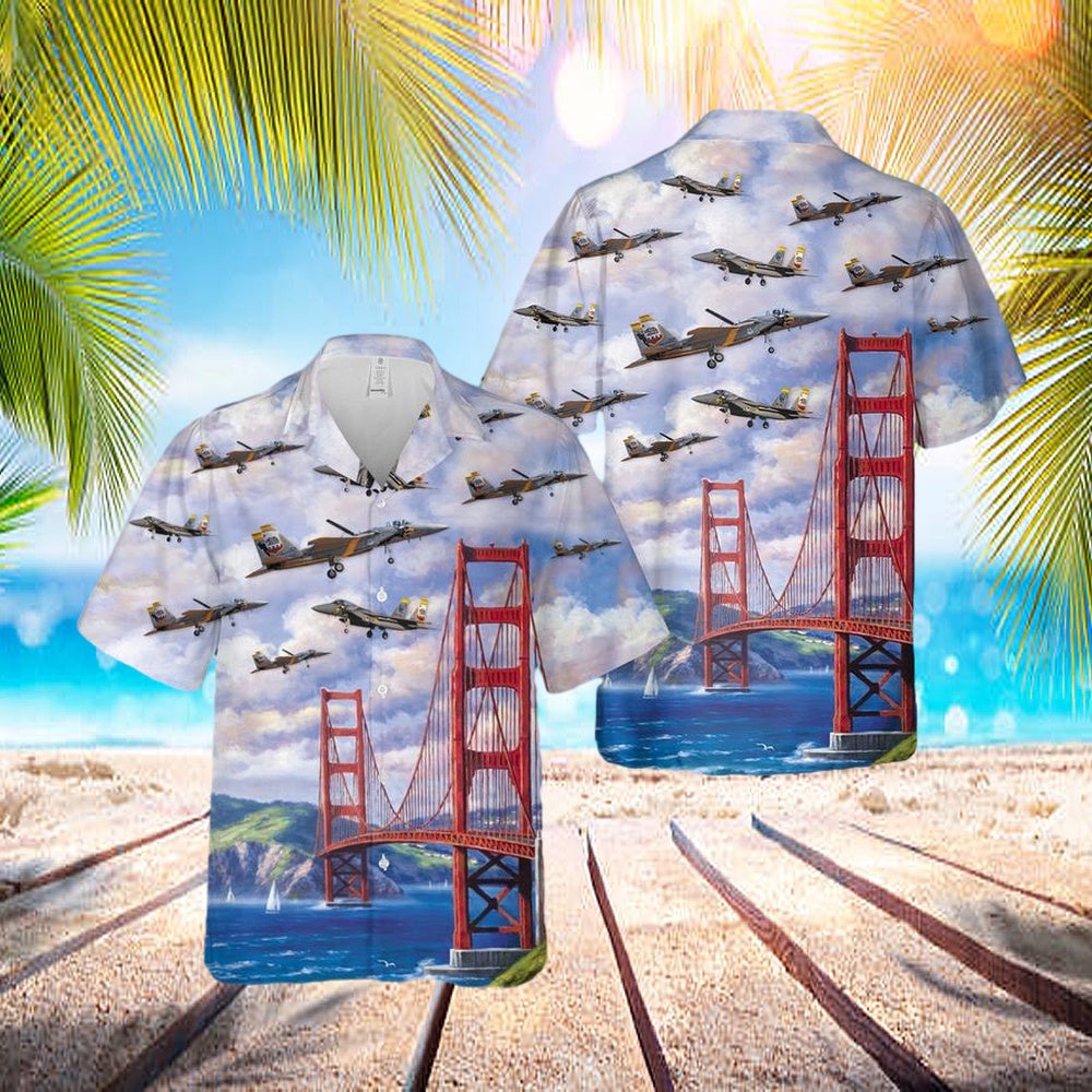 Us Air Force California Air National Guard F-15 Eagle Hawaiian Shirt - Beachwear For Men - Best Hawaiian Shirts