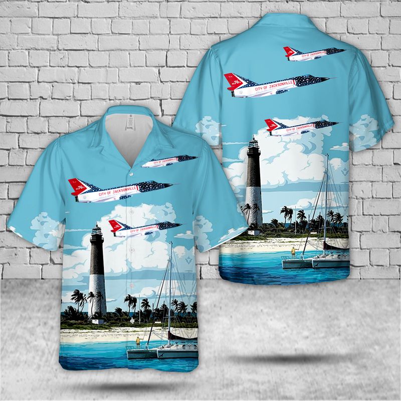 Us Air Force F-106a Delta Dart City Of Jacksonville Florida Air National Guard Hawaiian Shirt - Beachwear For Men - Best Hawaiian Shirts