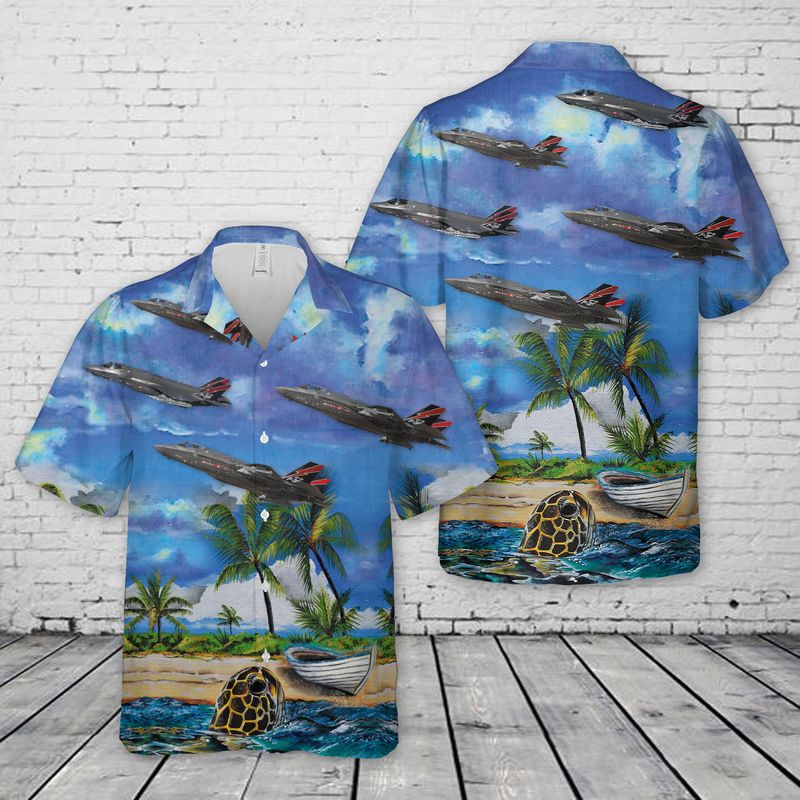 Us Air Force F-35a Lightning Ii Af-01 Hawaiian Shirt - Beachwear For Men - Best Hawaiian Shirts