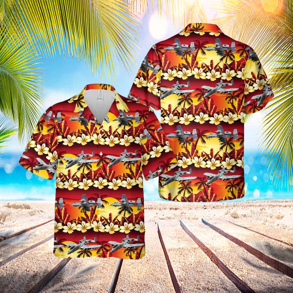 Us Air Force Fairchild Republic A-10 Thunderbolt Ii Hawaiian Shirt - Beachwear For Men - Best Hawaiian Shirts