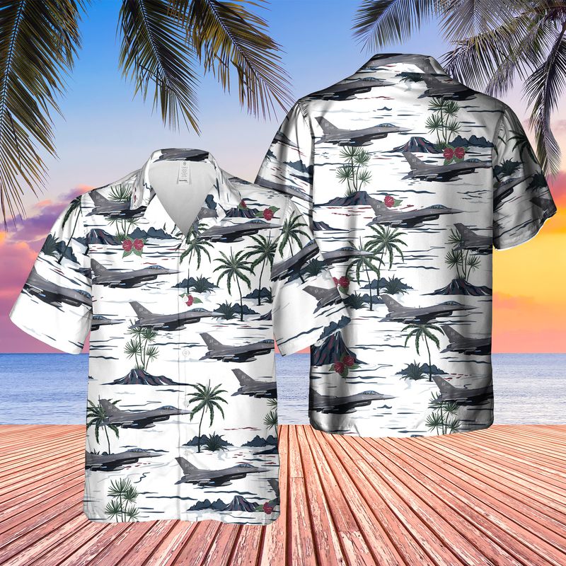 Us Air Force Lockheed F-16cm Fighting Falcon Hawaiian Shirt - Beachwear For Men - Best Hawaiian Shirts