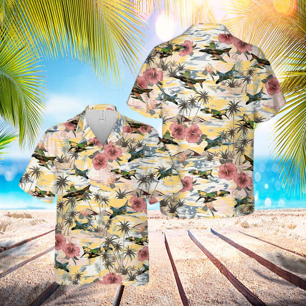 Us Air Force Mcdonnell Douglas F-4 Phantom Ii Hawaiian Shirt - Beachwear For Men - Best Hawaiian Shirts