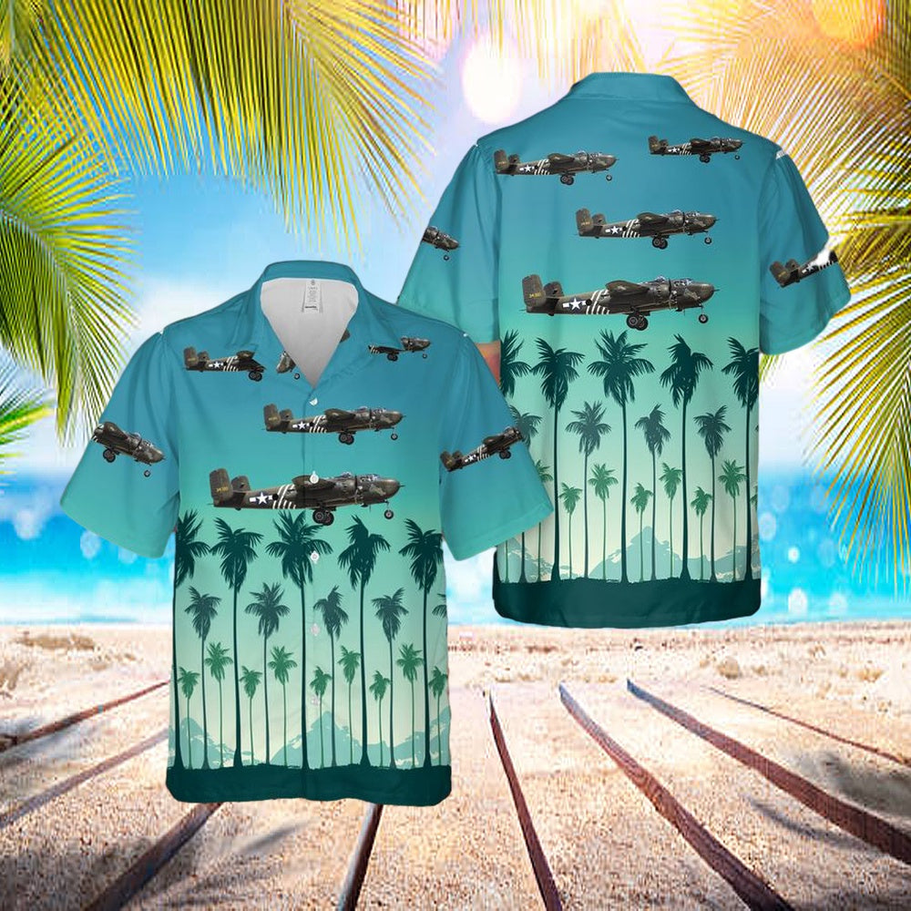 Us Air Force North American B-25h Mitchell Barbie Iii Hawaiian Shirt - Beachwear For Men - Best Hawaiian Shirts
