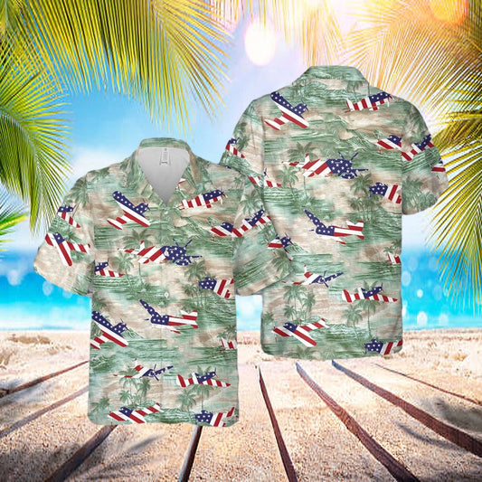 Us Air Force North American F-51 Mustang In Ww2 Hawaiian Shirt - Beachwear For Men - Best Hawaiian Shirts