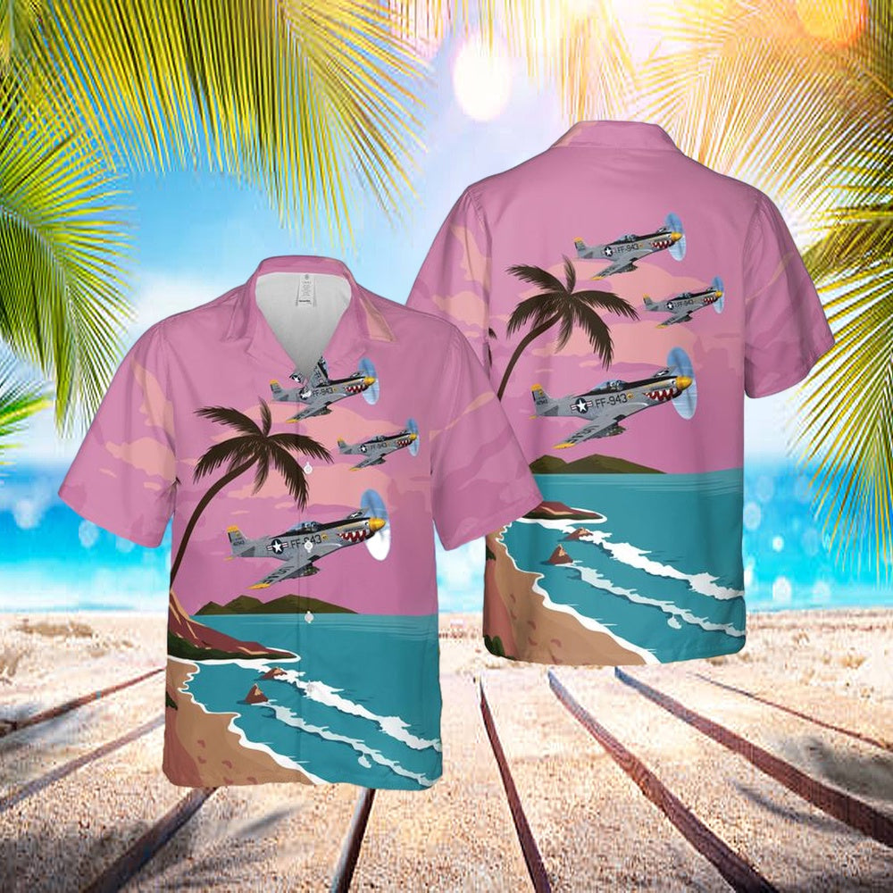 Us Air Force North American F-51d Mustang Was That Too Fast Hawaiian Shirt - Beachwear For Men - Best Hawaiian Shirts