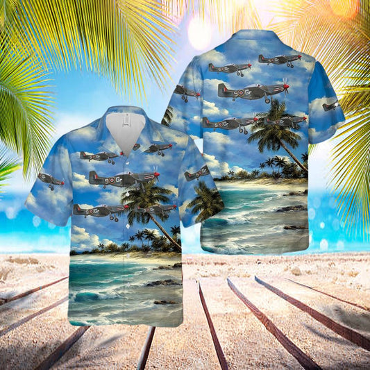 Us Air Force North American P-51 Mustang D G-Shwn The Shark Hawaiian Shirt - Beachwear For Men - Best Hawaiian Shirts