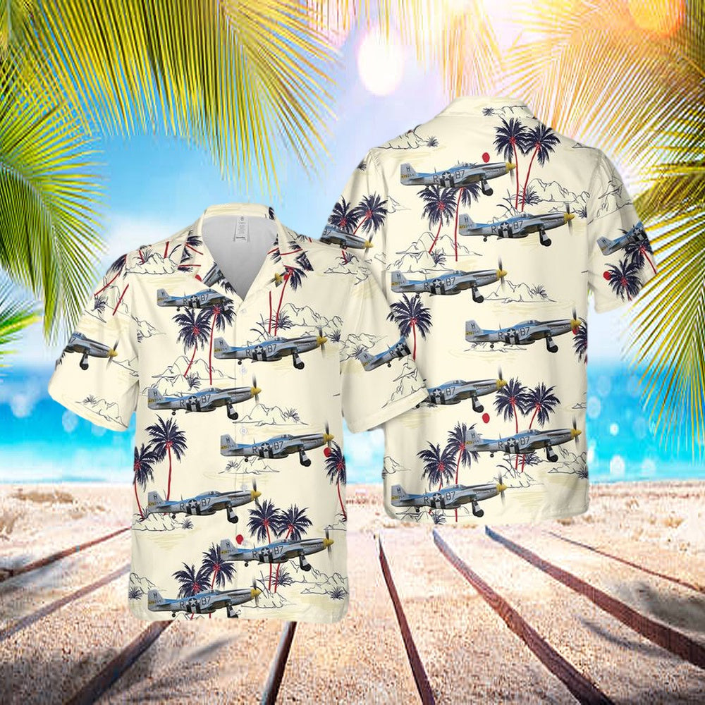 Us Air Force North American P-51d-25-Na Mustang, Louisiana Kid Hawaiian Shirt - Beachwear For Men - Best Hawaiian Shirts