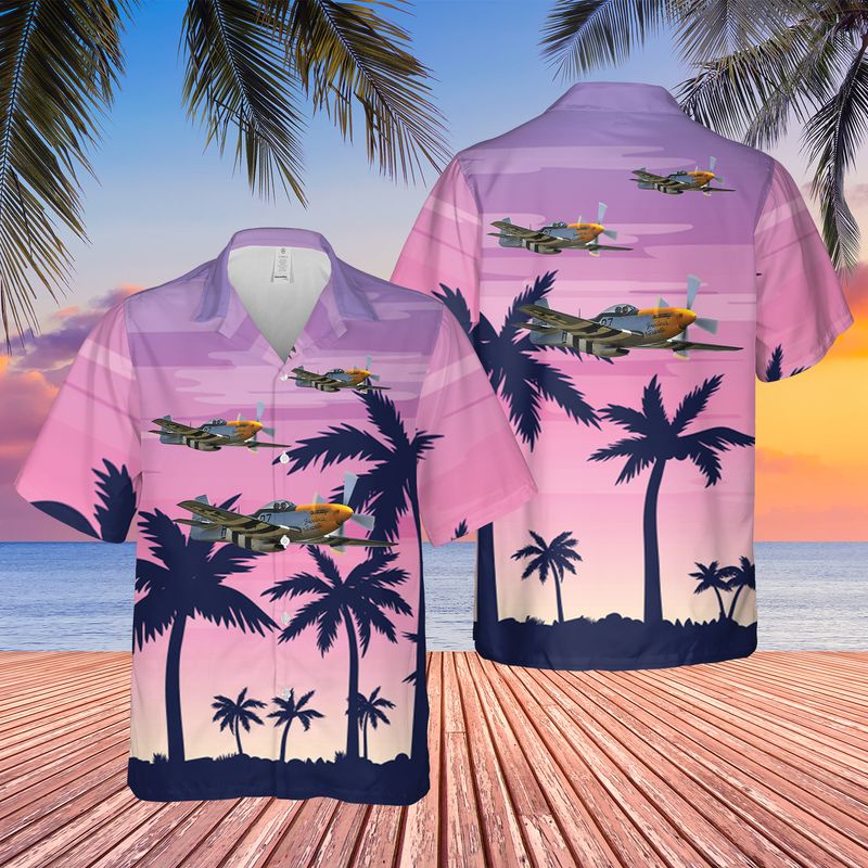 Us Air Force North American P-51d Mustang Ferocious Frankie Hawaiian Shirt - Beachwear For Men - Best Hawaiian Shirts