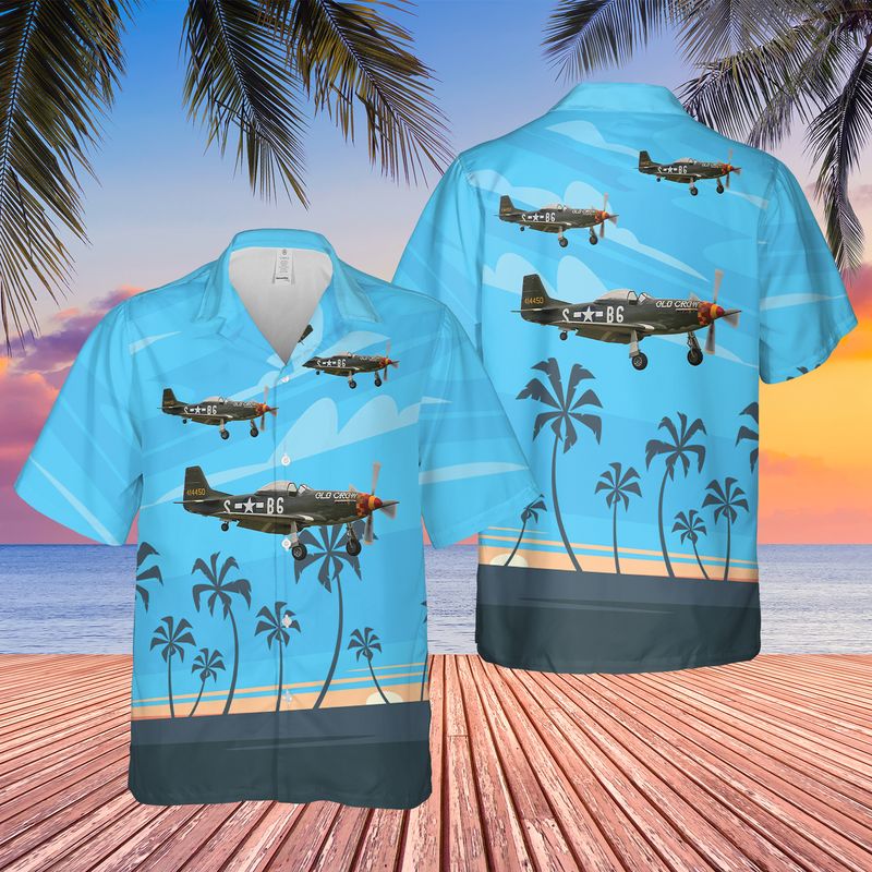 Us Air Force North American P-51d Mustang N167f, 44-73877 Old Crow Hawaiian Shirt - Beachwear For Men - Best Hawaiian Shirts