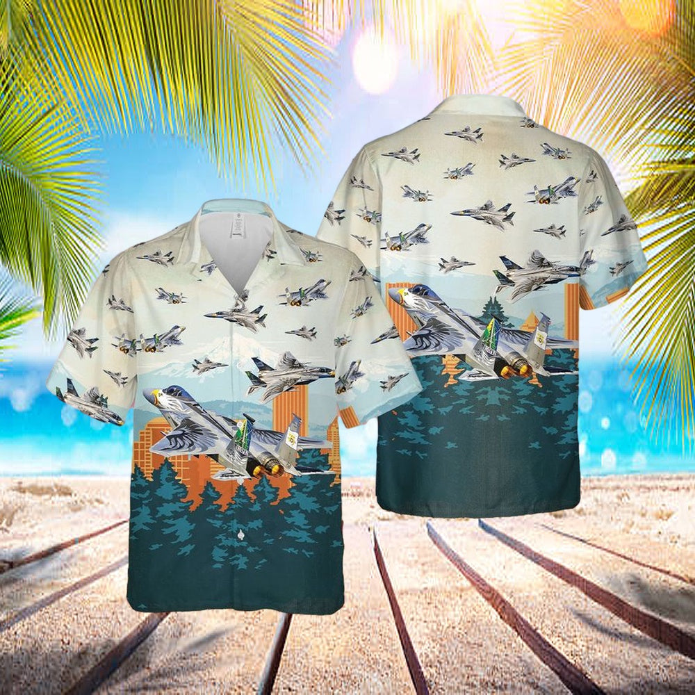Us Air Force Oregon Air National Guard F-15 Eagle Hawaiian Shirt - Beachwear For Men - Best Hawaiian Shirts