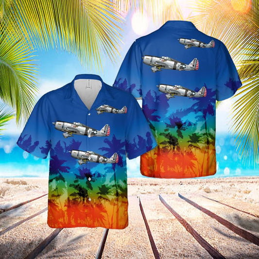 Us Air Force Republic P-47d Thunderbolt Of 460th Fighter Squadron Hawaiian Shirt - Beachwear For Men - Best Hawaiian Shirts