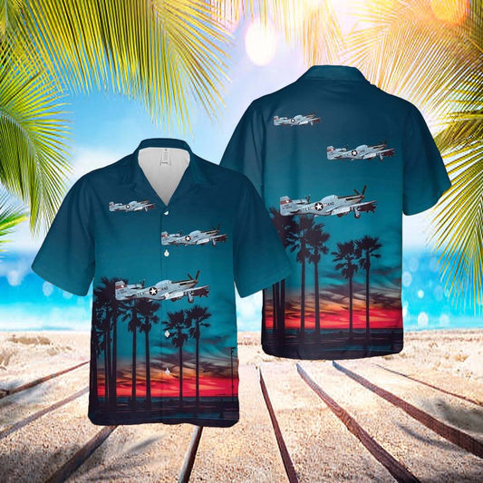 Us Air Force Texas Air National Guard 111th Fighter Squadron North American F-51d Mustang Hawaiian Shirt - Beachwear For Men - Best Hawaiian Shirts