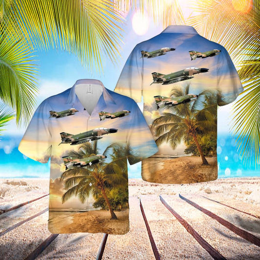 Us Air Force (Usaf) Mcdonnell Douglas F-4c Phantom Ii Hawaiian Shirt - Beachwear For Men - Best Hawaiian Shirts