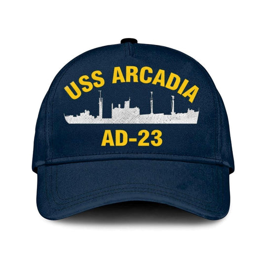 Us Navy Veteran Cap, Embroidered Cap, Uss Arcadia Ad-23 Classic 3D Embroidered Hats