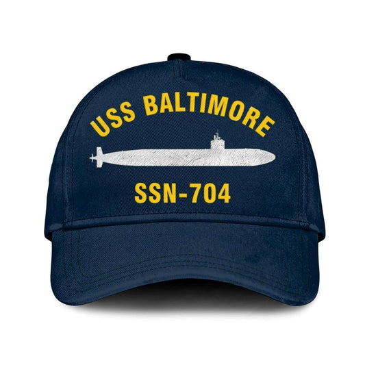 Us Navy Veteran Cap, Embroidered Cap, Uss Baltimore Ssn-704 Classic 3D Embroidered Hats
