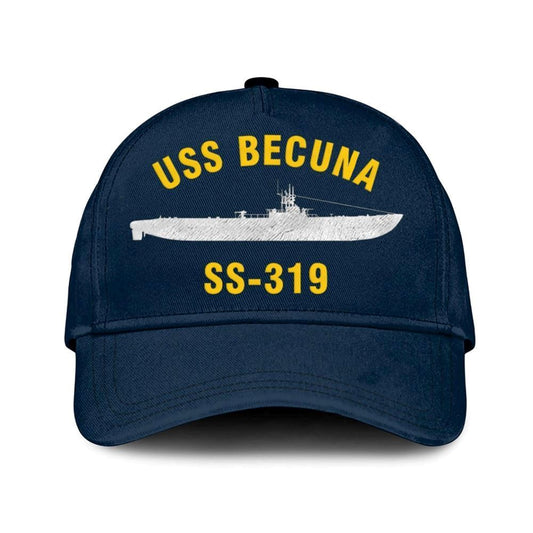Us Navy Veteran Cap, Embroidered Cap, Uss Becuna Ss-319 Classic 3D Embroidered Hats