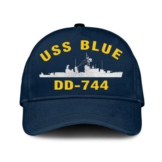 Us Navy Veteran Cap, Embroidered Cap, Uss Blue Dd-744 Classic 3D Embroidered Hats