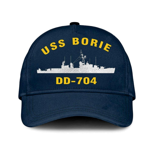 Us Navy Veteran Cap, Embroidered Cap, Uss Borie Dd-704 Classic 3D Embroidered Hats