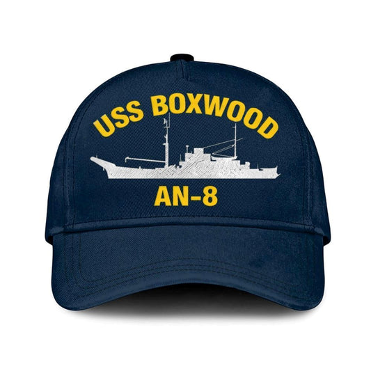 Us Navy Veteran Cap, Embroidered Cap, Uss Boxwood An-8 Classic 3D Embroidered Hats