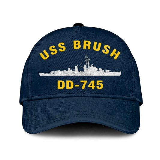 Us Navy Veteran Cap, Embroidered Cap, Uss Brush Dd-745 Classic 3D Embroidered Hats