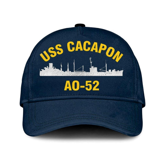 Us Navy Veteran Cap, Embroidered Cap, Uss Cacapon Ao-52 Classic 3D Embroidered Hats