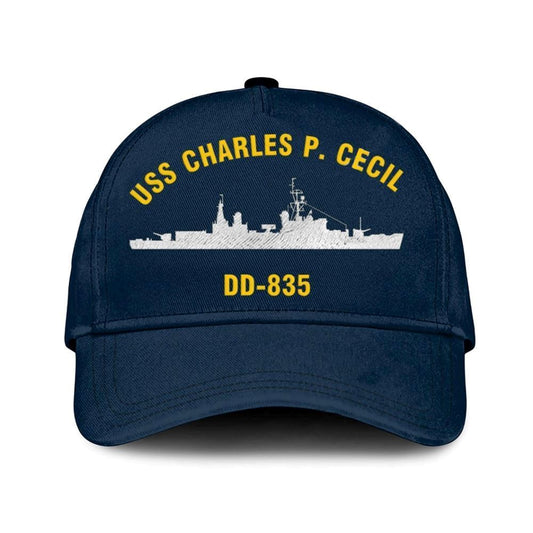 Us Navy Veteran Cap, Embroidered Cap, Uss Charles P Cecil Dd-835 Classic 3D Embroidered Hats