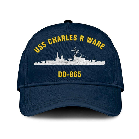 Us Navy Veteran Cap, Embroidered Cap, Uss Charles R Ware Dd-865 Classic 3D Embroidered Hats
